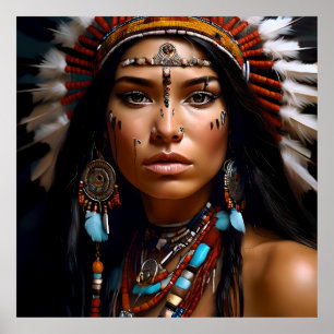 Native American Woman Porträtt Poster