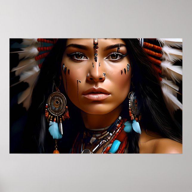 Native American Woman Porträtt Poster (Framsidan)