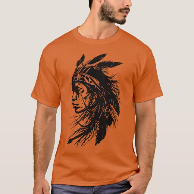 Native American Woman T Shirt (Framsida)