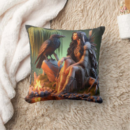 Native American Woman With Raven by Vatten vid Dus Kudde
