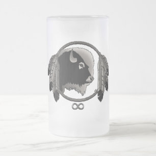 Native Art Beer Mugg Wildlife Art Metis Glass Mugg