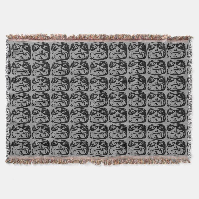 Native Art Blanket Tribal Mask Throw Blanket-gåvor Mysfilt (Framsidan)