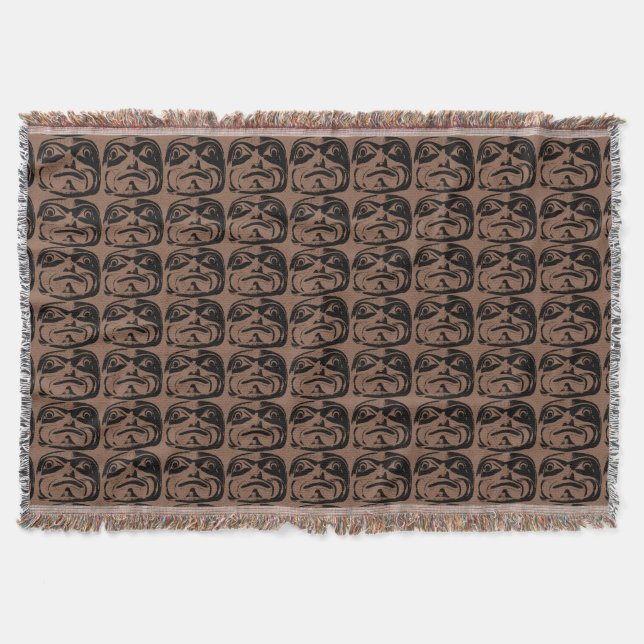 Native Art Blanket Tribal Mask Throw Blanket-gåvor Mysfilt (Framsidan)