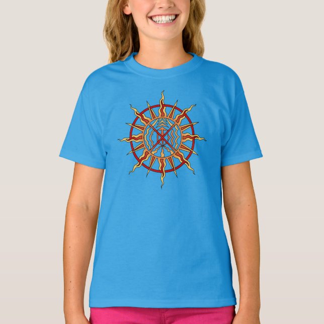 Native Art T-Shirt Girl's Inslag Tribal Shirt (Framsida)