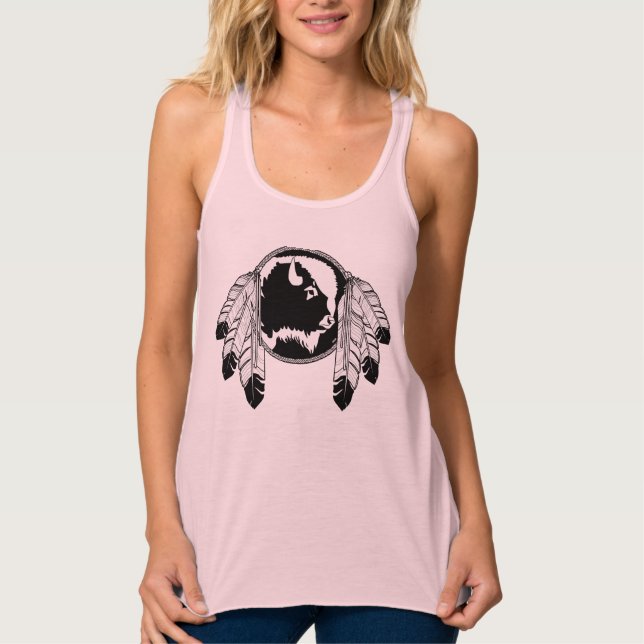 Native Art Tanktop Kvinnor i matsprit Djuret Linne Med Racerback (Framsida)