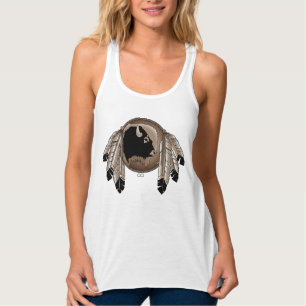 Native Art Tanktop Kvinnor i matsprit Djuret Linne Med Racerback