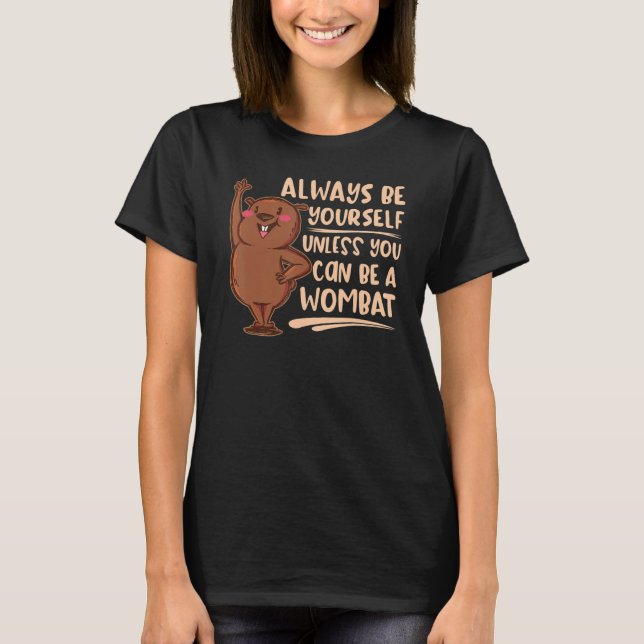 Native Australian Animal Cute Wombat T Shirt (Framsida)