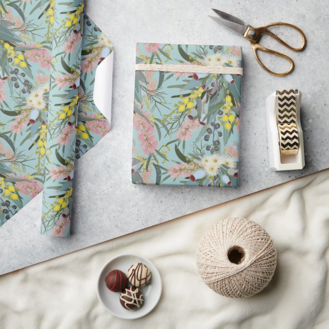 Native Bush Blooms, sommarblå Presentpapper (Hantverk)