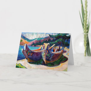 Native Canadian Emily Carr Painting Krig Canoes Kort