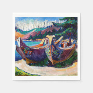 Native Canadian Emily Carr Painting Krig Canoes Pappersservett