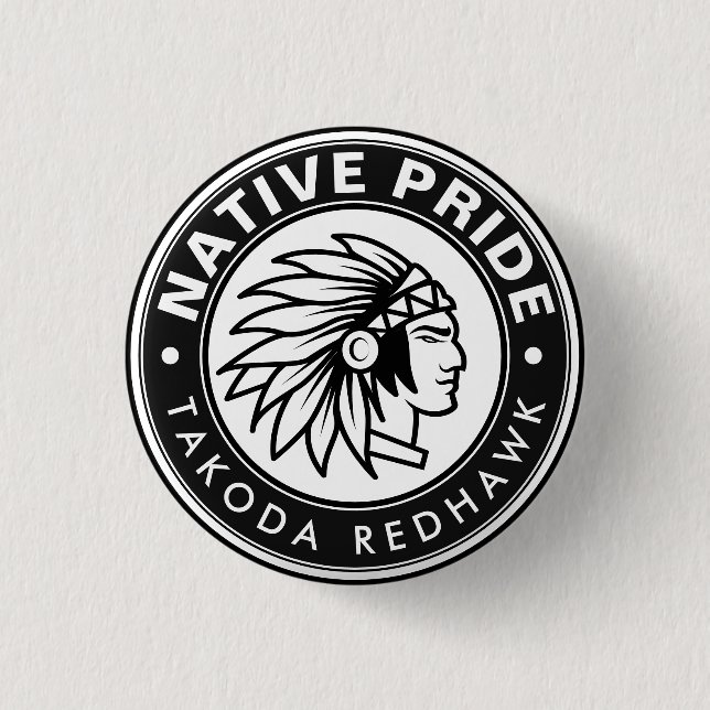 Native Chief Logo Native Pride Personalized Name Knapp (Framsida)