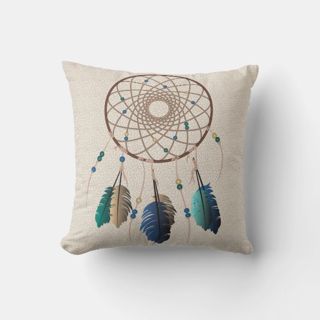Native Earthy Hues Dream Catcher Kudde (Framsida)