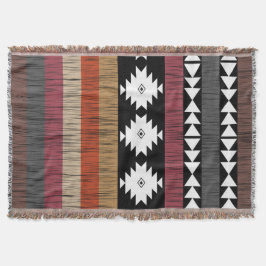 Native Ethnic Colorful Linjer Mönster Filt