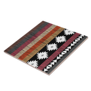 Native Ethnic Colorful Linjer Mönster Kakelplatta
