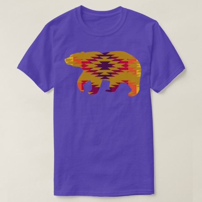 Native Geometric Print Tan Bear  T Shirt (Design framsida)