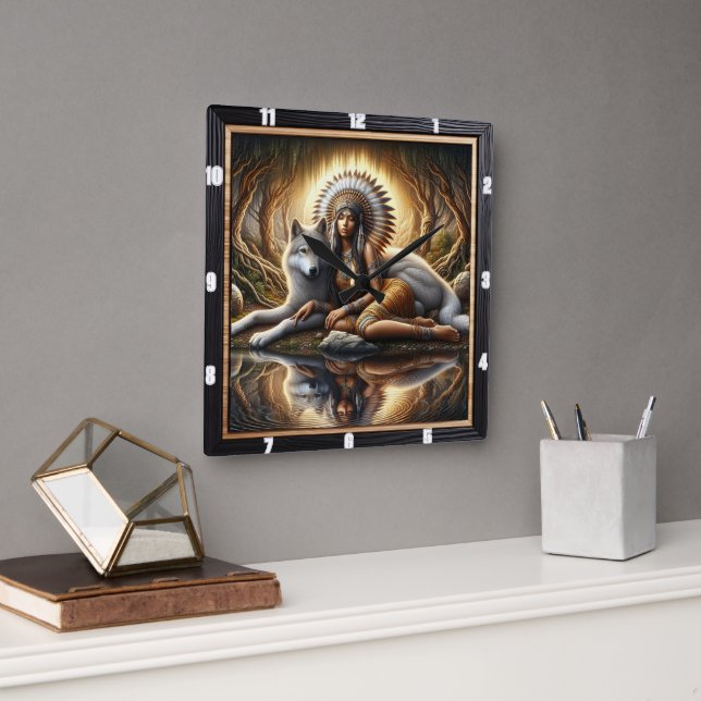 Native HEarth: Willow Boughs Gentle Peace Fyrkantig Klocka (Kontor)