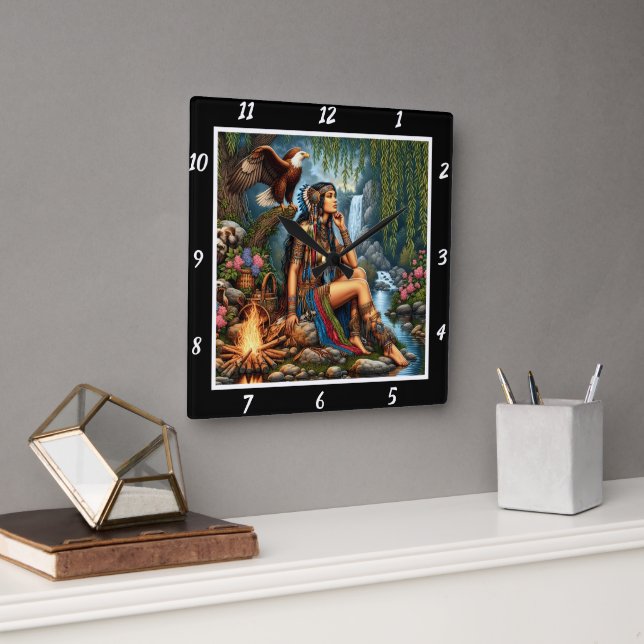 Native Heights: Eagles Ascent River's Bend Fyrkantig Klocka (Kontor)