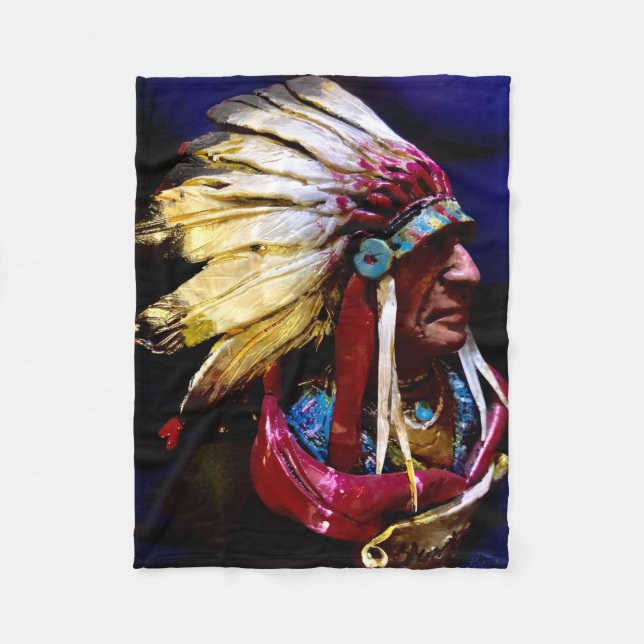 Native " Hunkpapa Chief" original art  Fleecefilt (Framsidan)