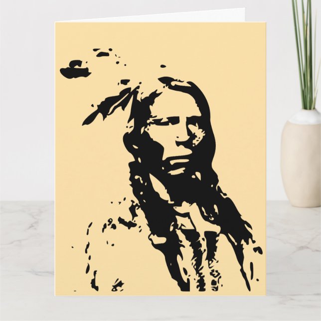 NATIVE INDIAN BLANK GREETING CARD KORT (Framsida)