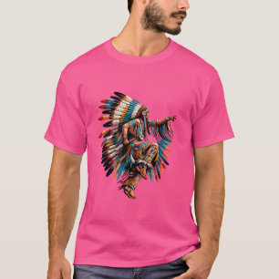 Native Indian Cherokee Tribe Chief Feather Headd T Shirt