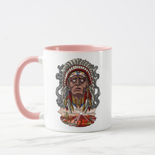 Native Indian Chief Headdress Mugg (Vänster)