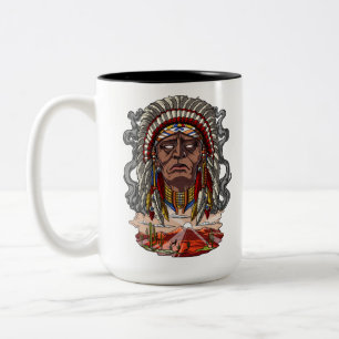 Native Indian Chief Headdress Två-Tonad Mugg