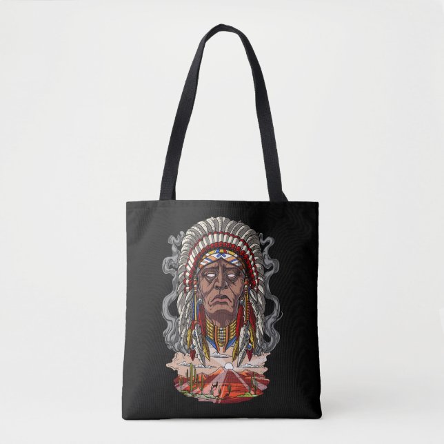 Native Indian Chief Headdress Tygkasse (Framsida)