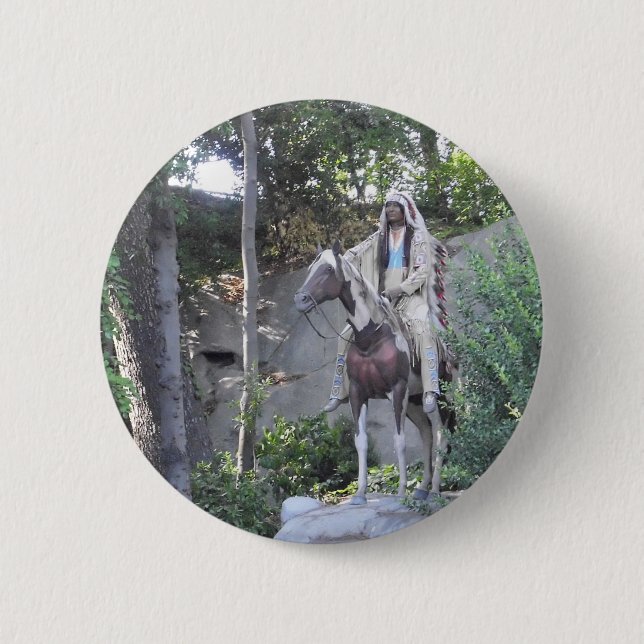 Native Indian Chief med Horse image Knapp (Framsida)
