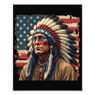 Native Indian Chief Patriotic American Fototryck