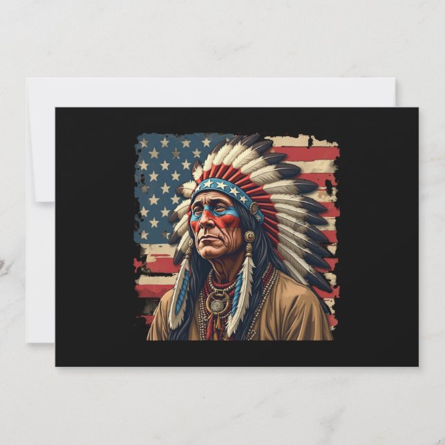 Native Indian Chief Patriotic American Inbjudningar (Framsida)