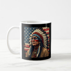 Native Indian Chief Patriotic American Kaffemugg