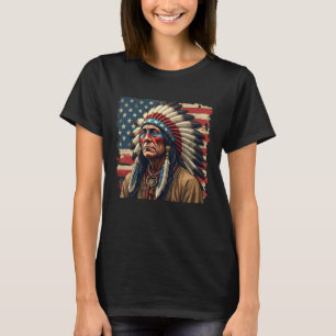 Native Indian Chief Patriotic American T Shirt