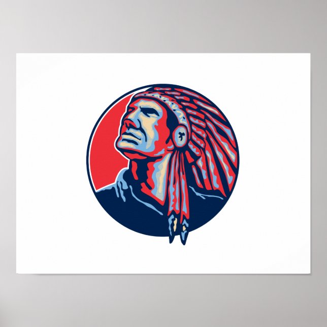 Native Indian Chief Retro Poster (Framsidan)