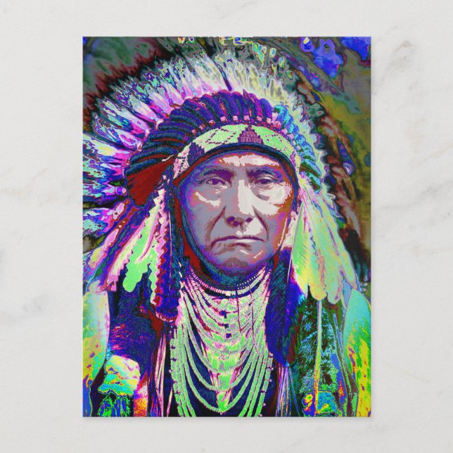 Native Indian Chief Vykort (Framsida)