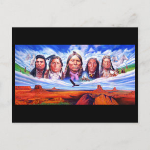 Native Indian Chiefs Illustration Vykort