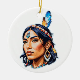 Native Indian Dam Julgransprydnad Keramik