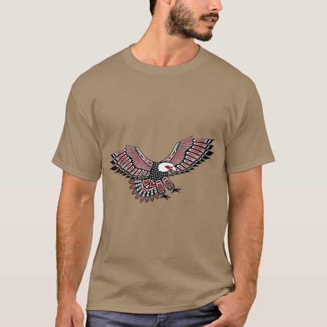 Native Indian Eagle Totem Art Northwest T Shirt (Framsida)
