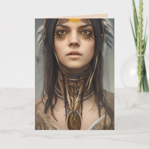 NATIVE INDIAN GIRL ART BIRTHDAY KORT