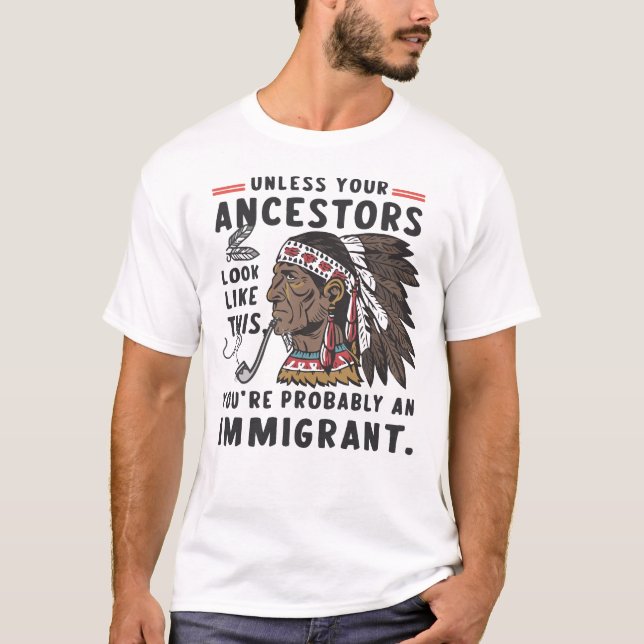 Native Indian Headdress Chief Camp T Shirt (Framsida)