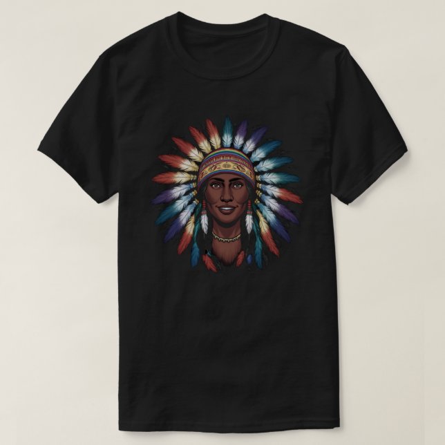 Native Indian Headdress T Shirt (Design framsida)