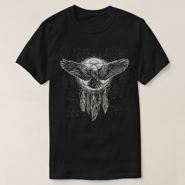 Native Indian Kråka Animal Dreamcatcher T Shirt (Design framsida)
