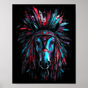 Native Indian Krig Bonnet Horse Gift Poster