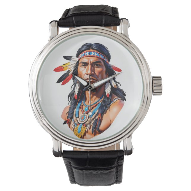Native Indian Man Armbandsur (Framsida)