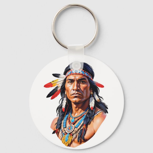 Native Indian Man Nyckelring (Framsida)