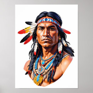 Native Indian Man Poster