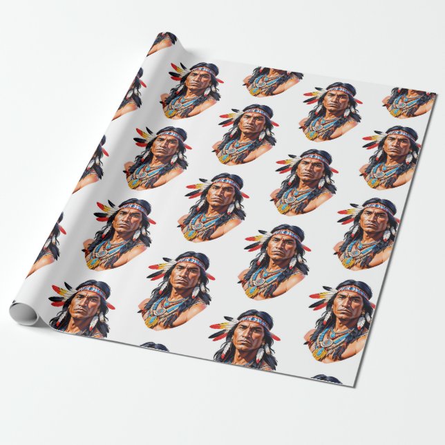 Native Indian Man Presentpapper (Utrullad)