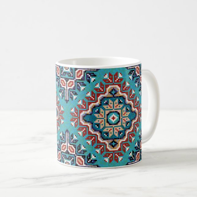 Native Indian Navajo Mosaic Mönster Kaffemugg (Framsida höger)