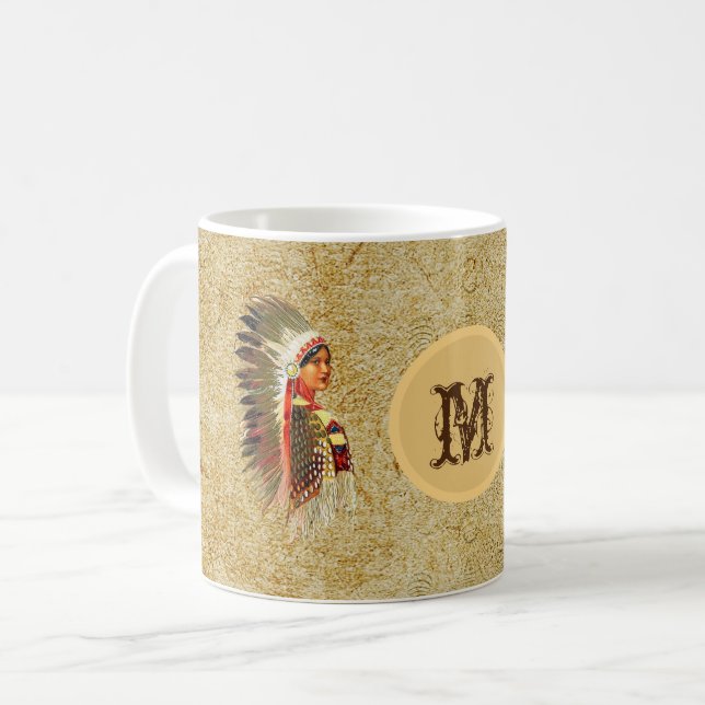 Native Indian Princess. Monogrammad Kaffemugg (Framsida vänster)