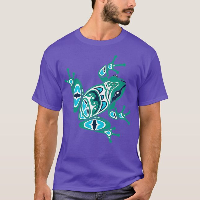 Native Indian Stil Art Frog Pacific T Shirt (Framsida)
