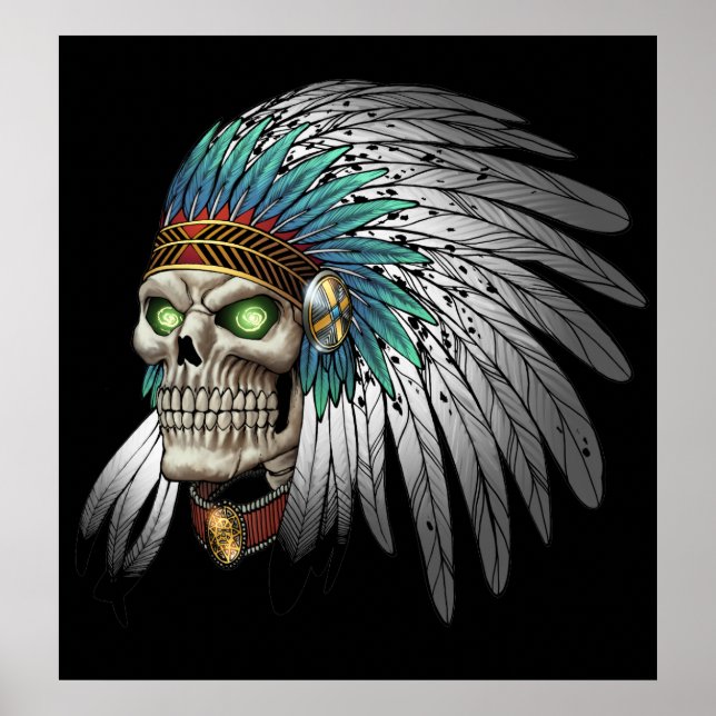 Native Indian Tribal Gothic Skull Poster (Framsidan)